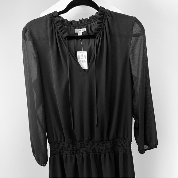 J Crew Mercantile Smocked tie-front dress Black Size Medium - Picture 2 of 6